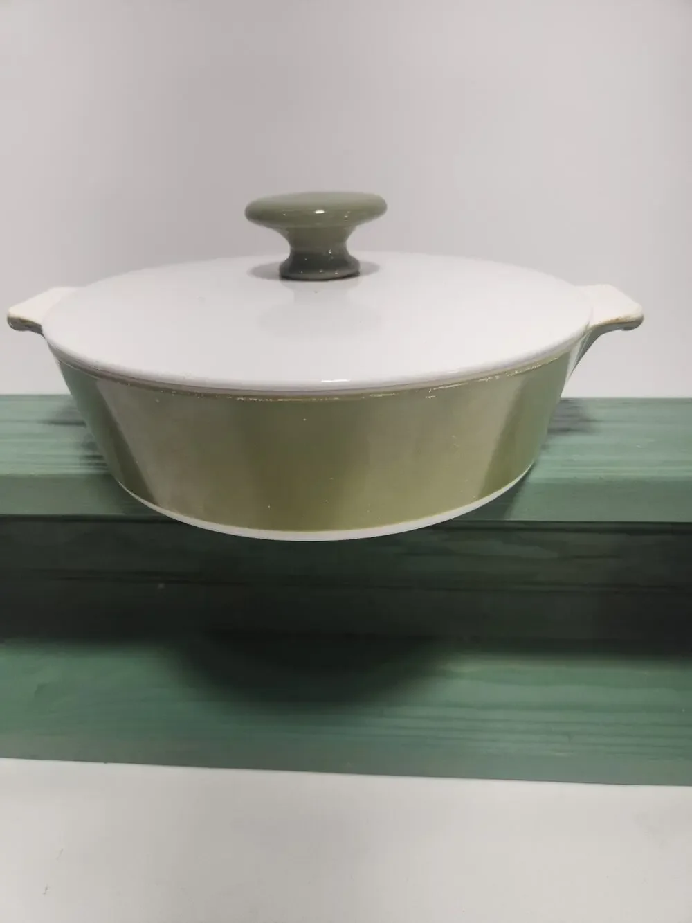 Vintage Corning Ware Avocado Green P-701-B 1 Qt Round Casserole Dish w/ Lid USA